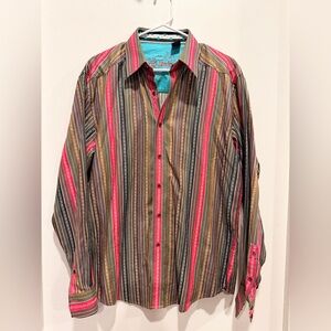 Robert Graham Teal and Red Embroidered Shirt